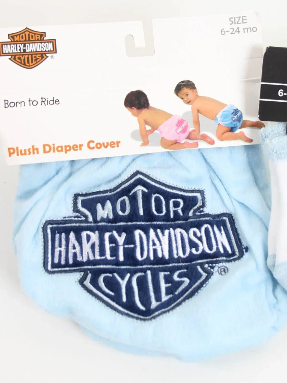Harley-Davidson Baby Plush Diaper Cover & 3 Pair Socks Set Blue 6-24M 6-12M NWT